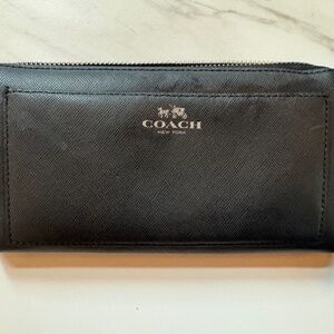 Coach Black Darcy Saffiano Leather Accordion Wallet